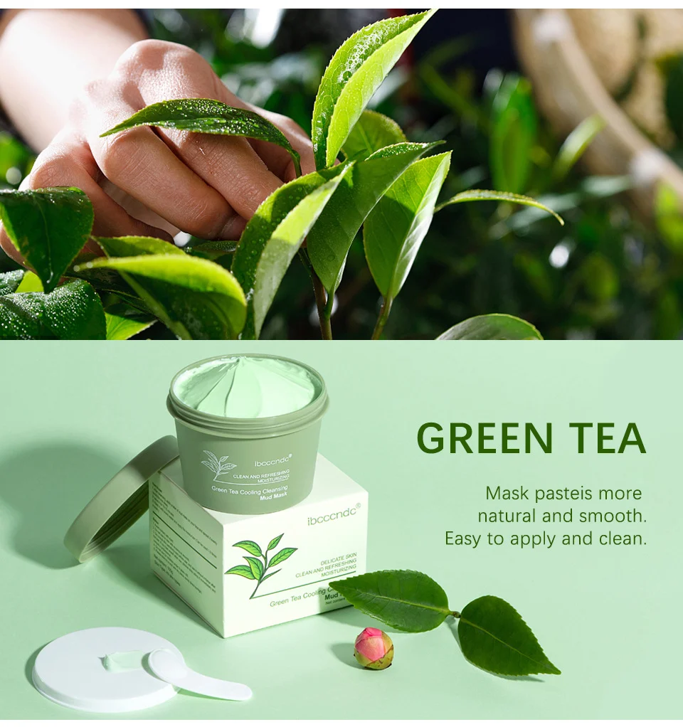 Green Tea Cooling Cleansing Mud Mask for Deep Pore Cleaning and Blackhead Removal - 100g 3 green tea cooling cleansing mud mask lak 5m89phgv desc 3