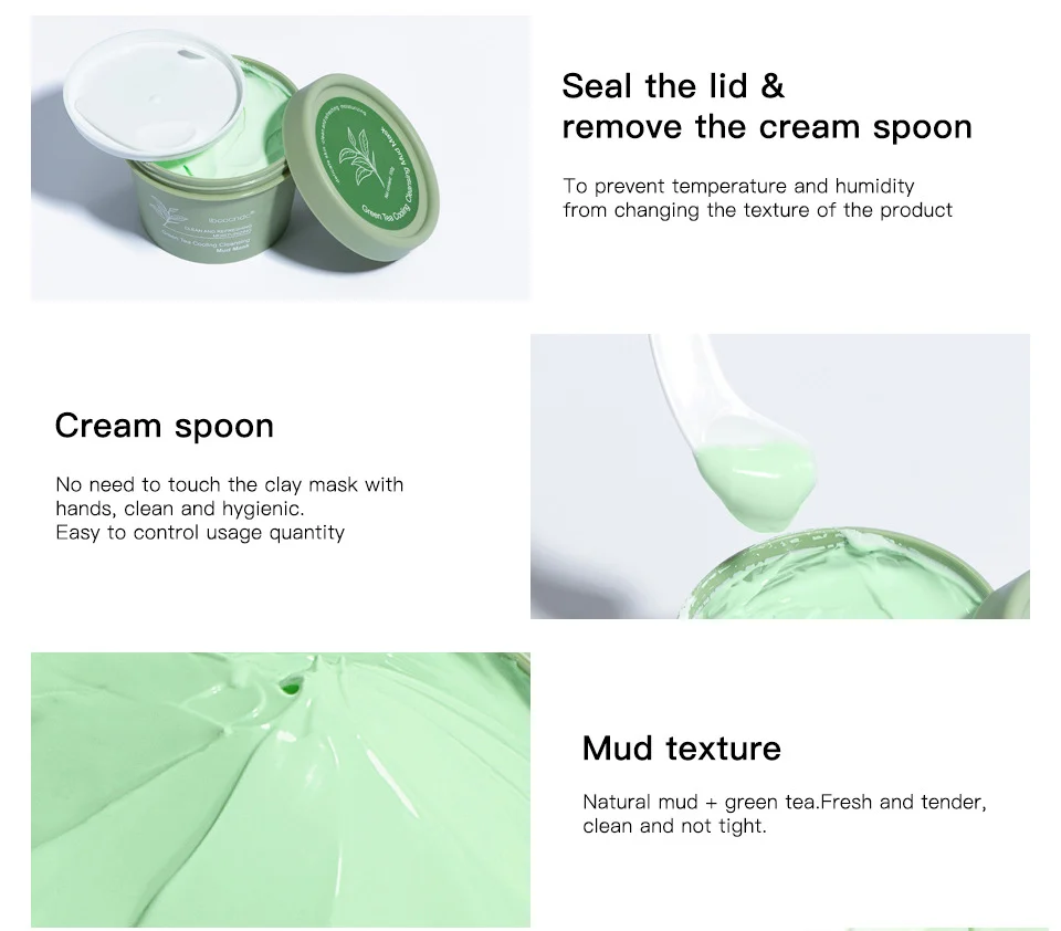 Green Tea Cooling Cleansing Mud Mask for Deep Pore Cleaning and Blackhead Removal - 100g 4 green tea cooling cleansing mud mask lak 5m89phgv desc 4