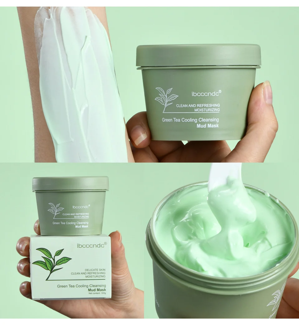 Green Tea Cooling Cleansing Mud Mask for Deep Pore Cleaning and Blackhead Removal - 100g 9 green tea cooling cleansing mud mask lak 5m89phgv desc 9