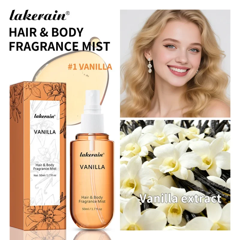 Fragrance Mist for Hair and Body lakerain Long-lasting Vanilla Scent 50ml