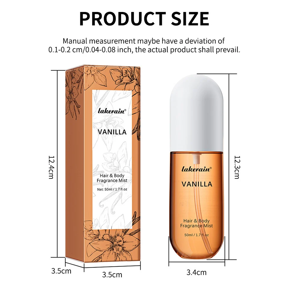 Fragrance Mist for Hair and Body lakerain Long-lasting Vanilla Scent 50ml 11 lakerain hair body fragrance mist lak 9bfk73ph desc 11