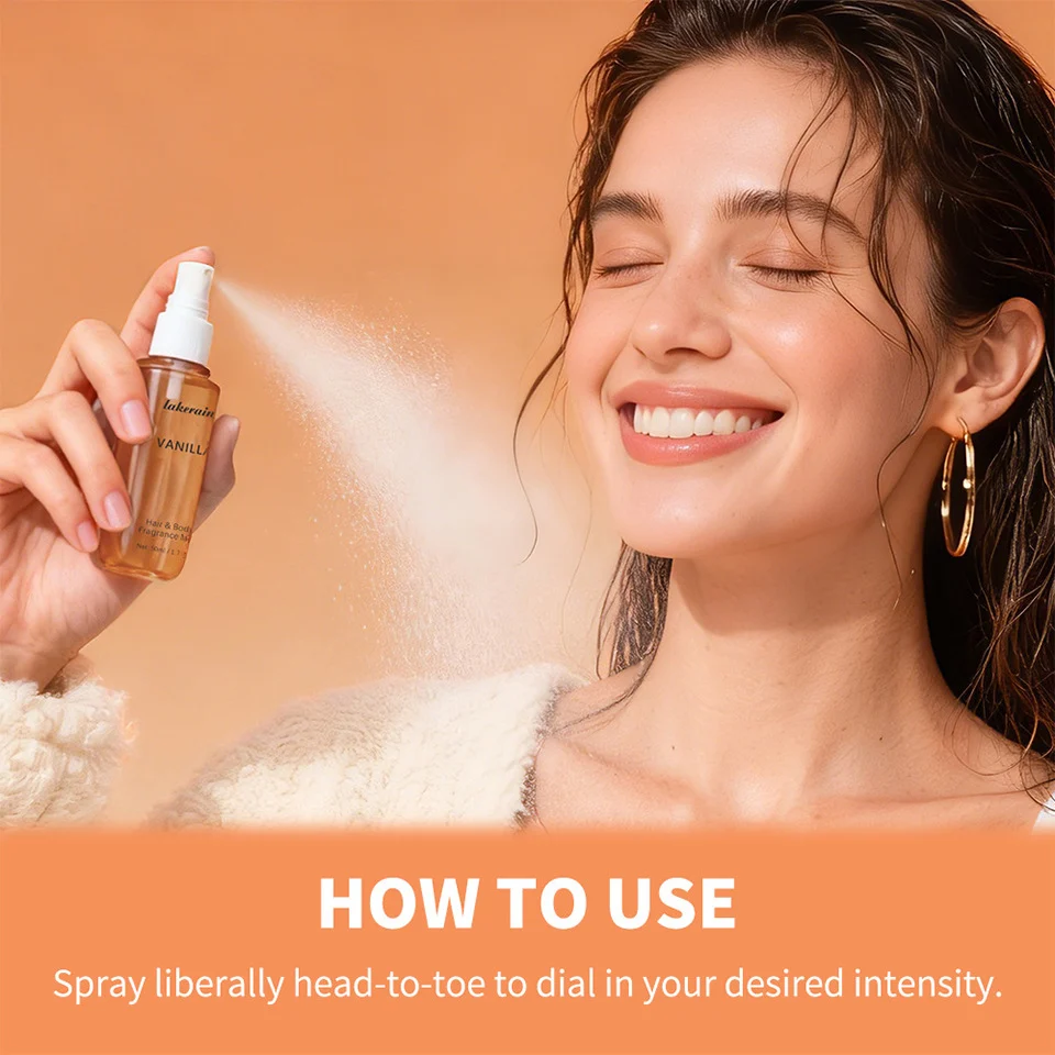 Fragrance Mist for Hair and Body lakerain Long-lasting Vanilla Scent 50ml 8 lakerain hair body fragrance mist lak 9bfk73ph desc 8