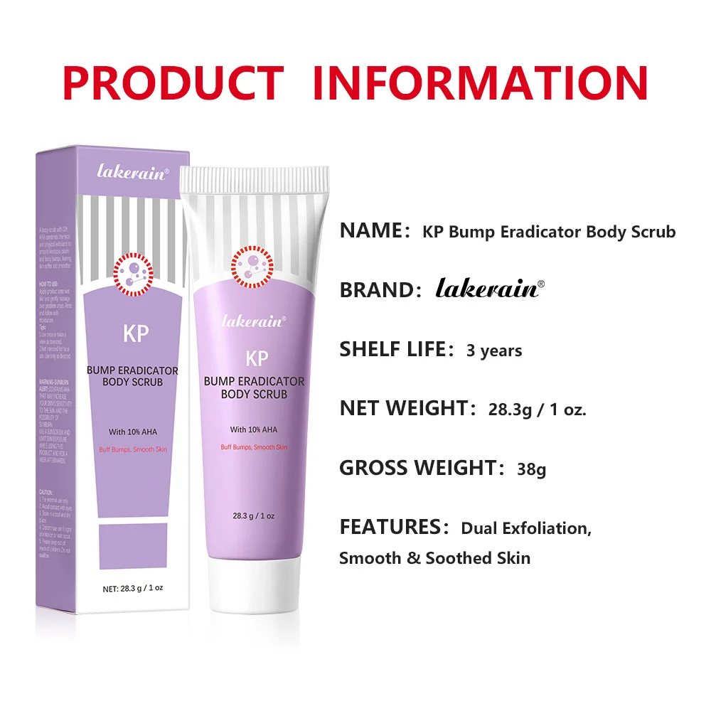 KP Bump Eradicator Body Scrub with 10% AHA for Smoothing Skin and Dual Exfoliation 28.3g 10 lakerain kp bump eradicator body scrub lak wsjz3gvc desc 10