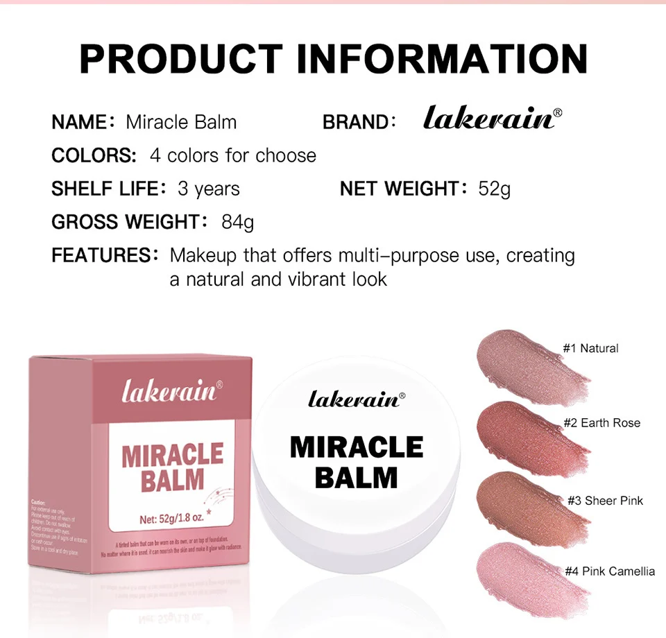 Miracle Balm Multi-Purpose Tinted Moisturizer for Face, Lips & Cheeks - lakerain Dewy Finish Cream Blush & Eyeshadow 11 lakerain miracle balm multi purpose tinted cream lak t9b5wpq9 desc 11
