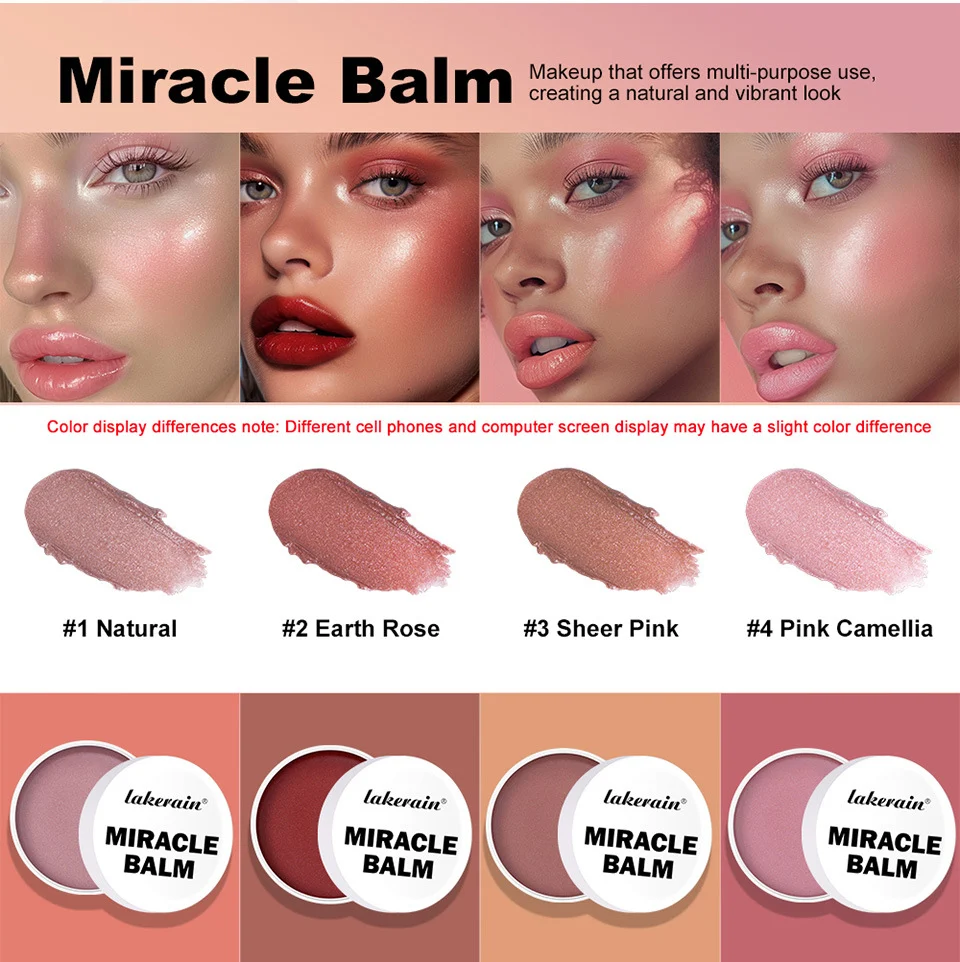 Miracle Balm Multi-Purpose Tinted Moisturizer for Face, Lips & Cheeks - lakerain Dewy Finish Cream Blush & Eyeshadow 2 lakerain miracle balm multi purpose tinted cream lak t9b5wpq9 desc 2