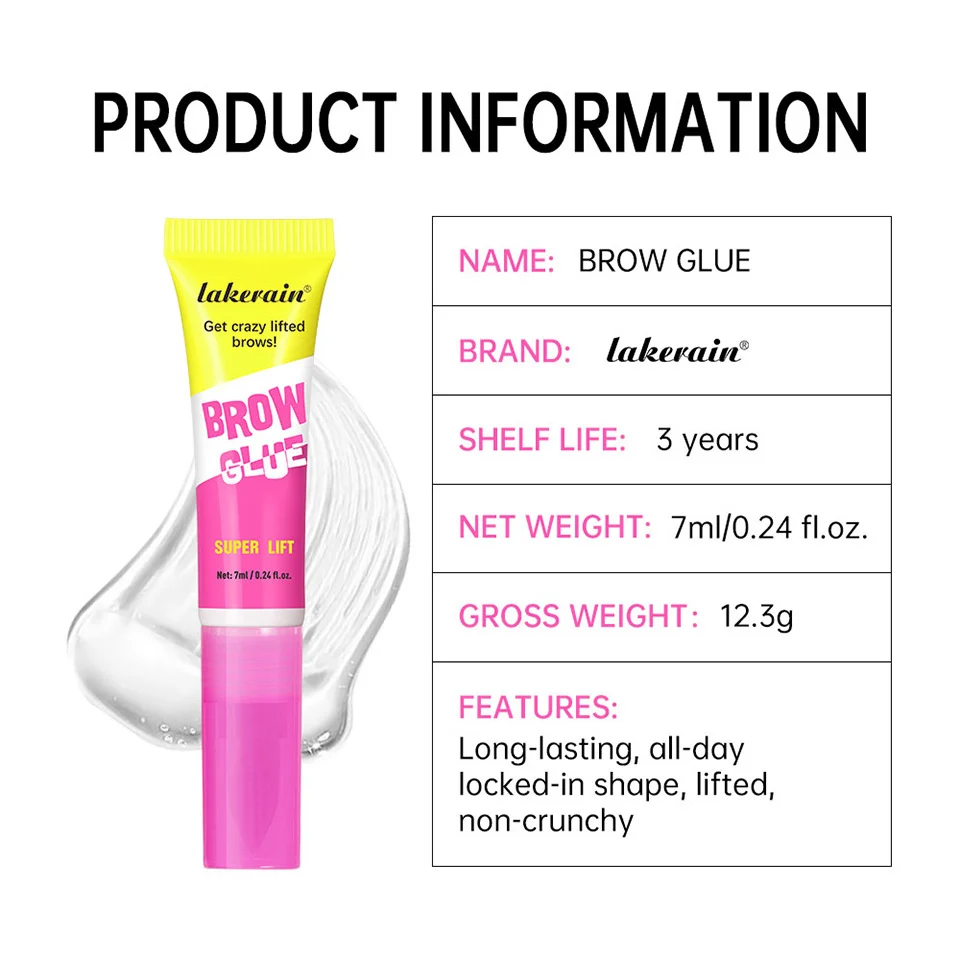 Brow Glue lakerain Strong Hold Styling Gel for Natural 3D Wild Brows 11 lakerain strong styling brow glue gel lak g54mwm48 desc 11