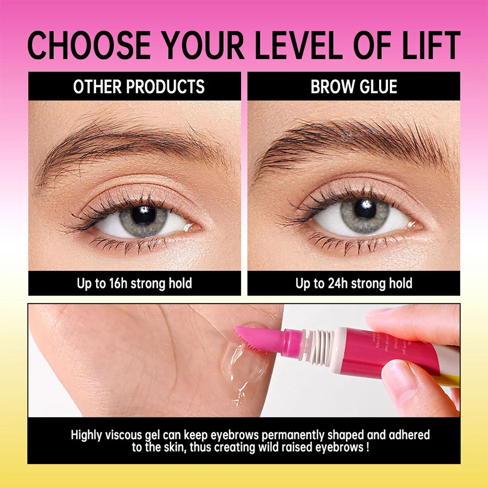 Brow Glue lakerain Strong Hold Styling Gel for Natural 3D Wild Brows 2 lakerain strong styling brow glue gel lak g54mwm48 desc 2