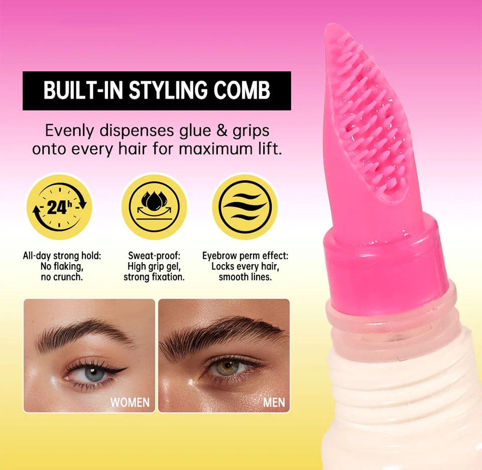 Brow Glue lakerain Strong Hold Styling Gel for Natural 3D Wild Brows 3 lakerain strong styling brow glue gel lak g54mwm48 desc 3
