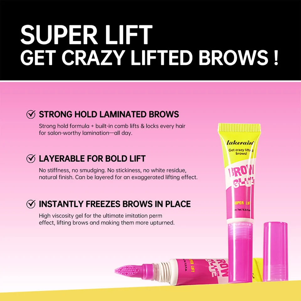 Brow Glue lakerain Strong Hold Styling Gel for Natural 3D Wild Brows 4 lakerain strong styling brow glue gel lak g54mwm48 desc 4