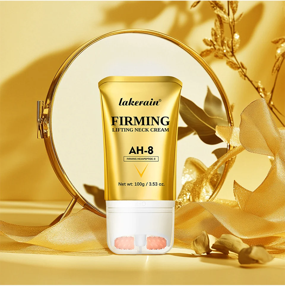 Neck Firming Cream with Dual Roller Massager - AH-8 Peptide Anti-Aging Lifting Moisturizer for Wrinkles & Fine Lines (100g) 13 neck firming cream ah8 roller massager lak dv2fbnh7 desc 13