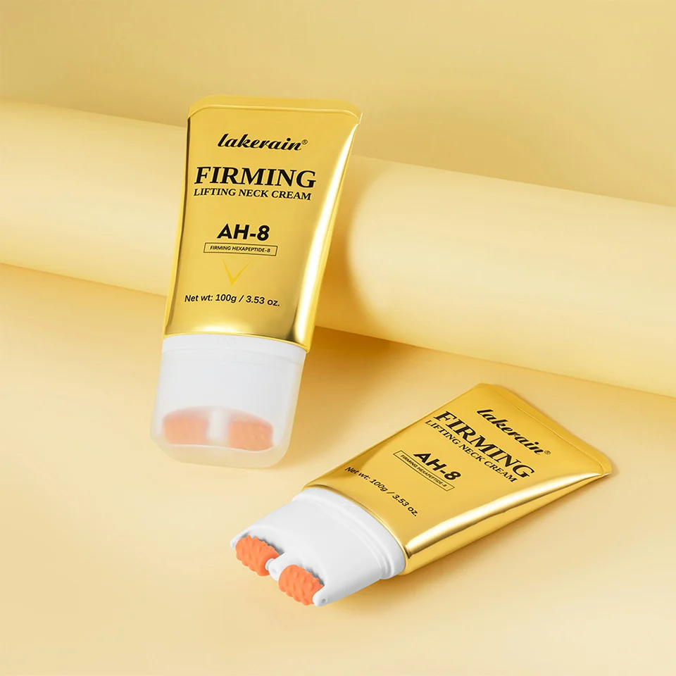 Neck Firming Cream with Dual Roller Massager - AH-8 Peptide Anti-Aging Lifting Moisturizer for Wrinkles & Fine Lines (100g) 14 neck firming cream ah8 roller massager lak dv2fbnh7 desc 14