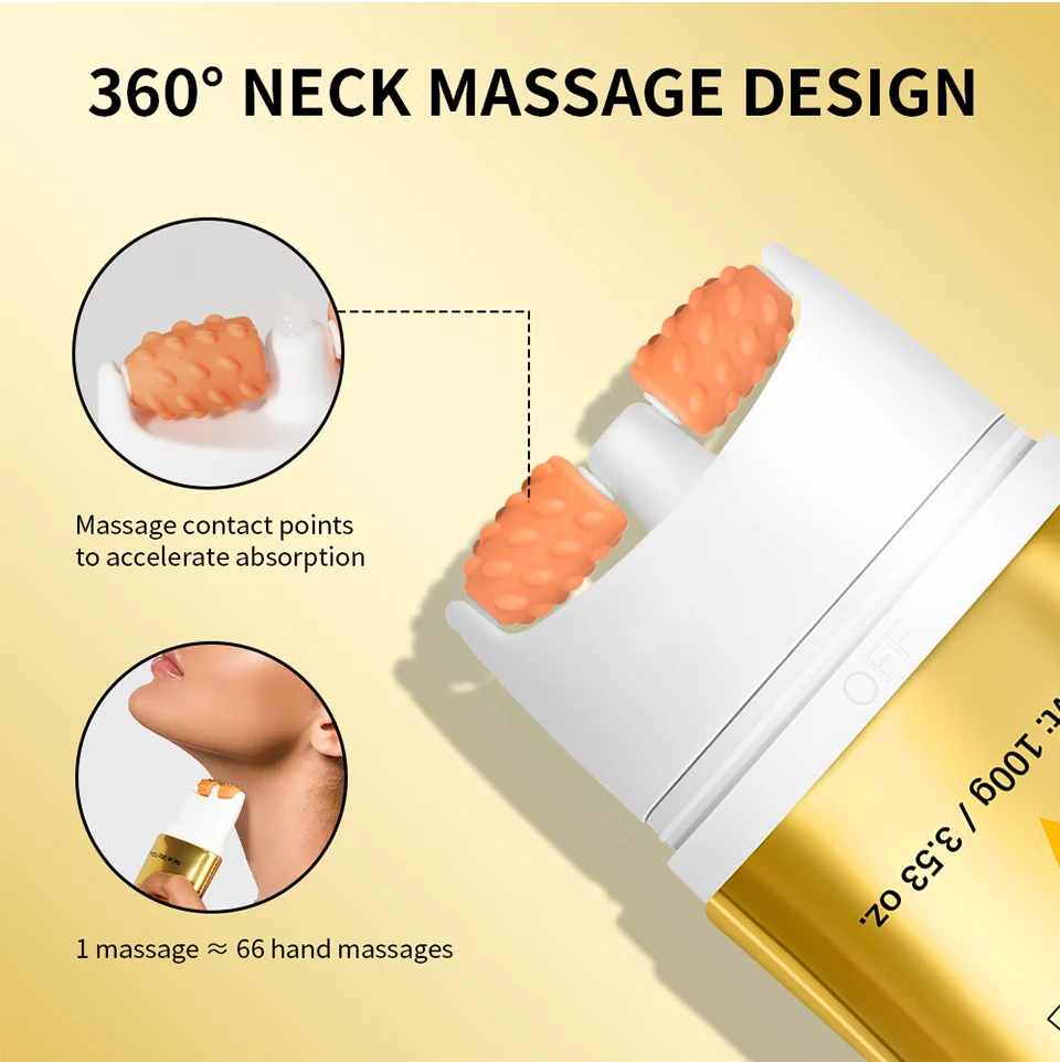 Neck Firming Cream with Dual Roller Massager - AH-8 Peptide Anti-Aging Lifting Moisturizer for Wrinkles & Fine Lines (100g) 6 neck firming cream ah8 roller massager lak dv2fbnh7 desc 6