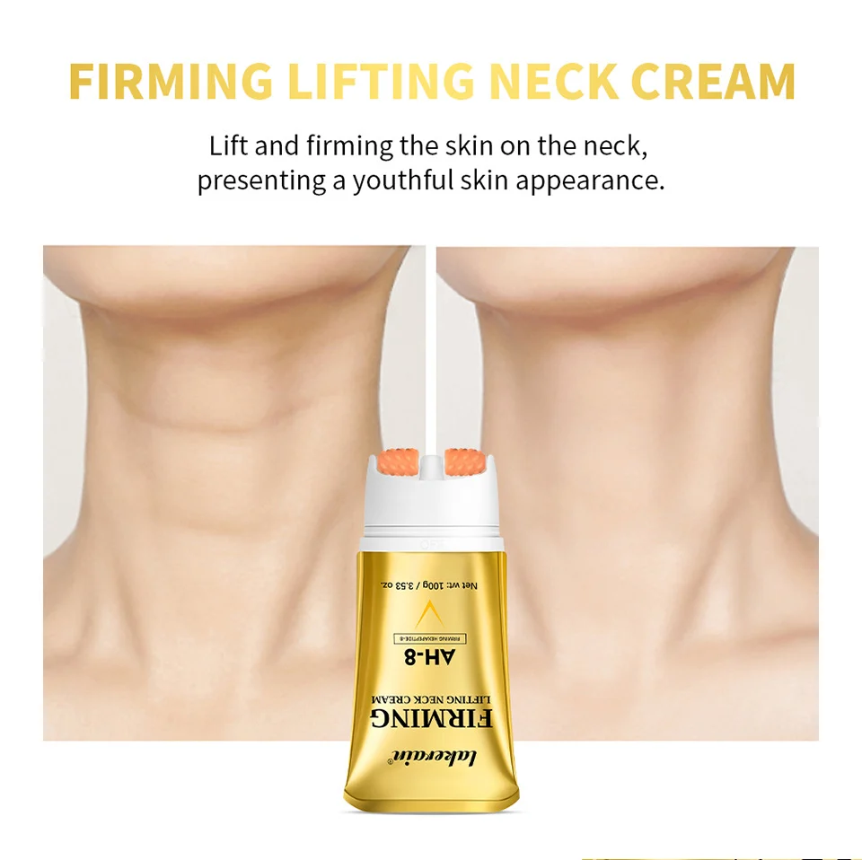 Neck Firming Cream with Dual Roller Massager - AH-8 Peptide Anti-Aging Lifting Moisturizer for Wrinkles & Fine Lines (100g) 7 neck firming cream ah8 roller massager lak dv2fbnh7 desc 7