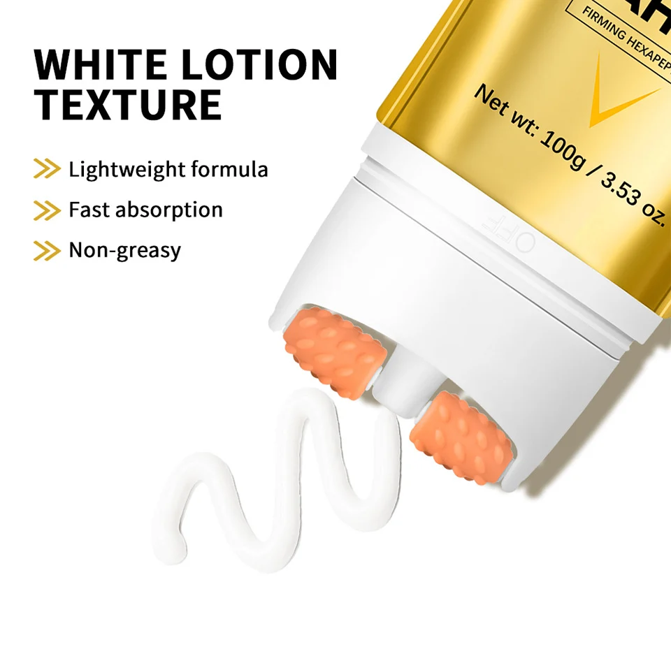 Neck Firming Cream with Dual Roller Massager - AH-8 Peptide Anti-Aging Lifting Moisturizer for Wrinkles & Fine Lines (100g) 8 neck firming cream ah8 roller massager lak dv2fbnh7 desc 8
