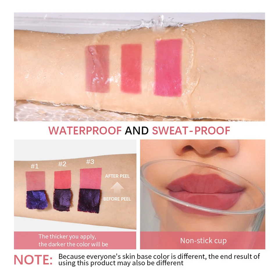Peel-Off Lip Stain Waterproof Long-Lasting Matte Liquid Lipstick Set 10 peel off lip stain waterproof matte liquid lipstick lak tgy72yvd desc 10