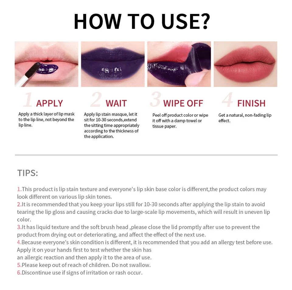 Peel-Off Lip Stain Waterproof Long-Lasting Matte Liquid Lipstick Set 12 peel off lip stain waterproof matte liquid lipstick lak tgy72yvd desc 12