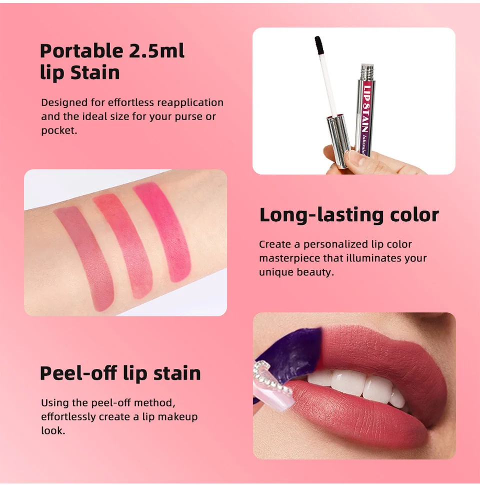 Peel-Off Lip Stain Waterproof Long-Lasting Matte Liquid Lipstick Set 8 peel off lip stain waterproof matte liquid lipstick lak tgy72yvd desc 8